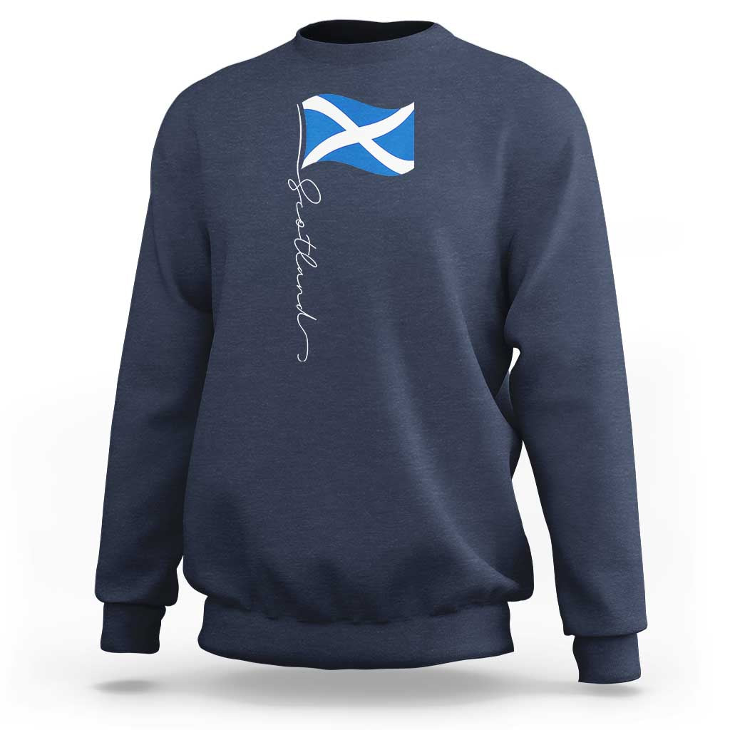 Scotland Saltire Waving Flag Sweatshirt Minimalist Scottish Heritage Pride