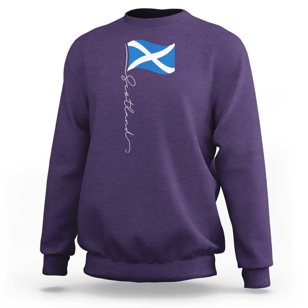 Scotland Saltire Waving Flag Sweatshirt Minimalist Scottish Heritage Pride