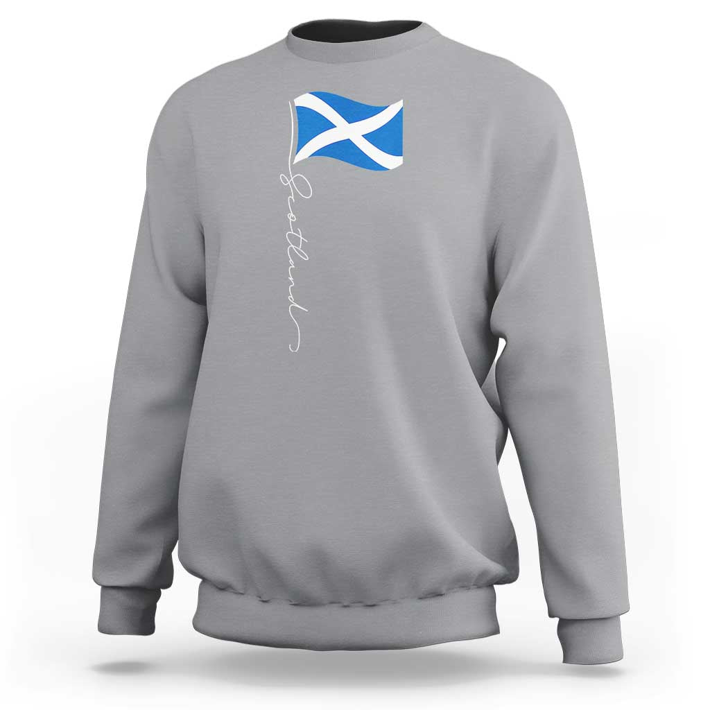 Scotland Saltire Waving Flag Sweatshirt Minimalist Scottish Heritage Pride