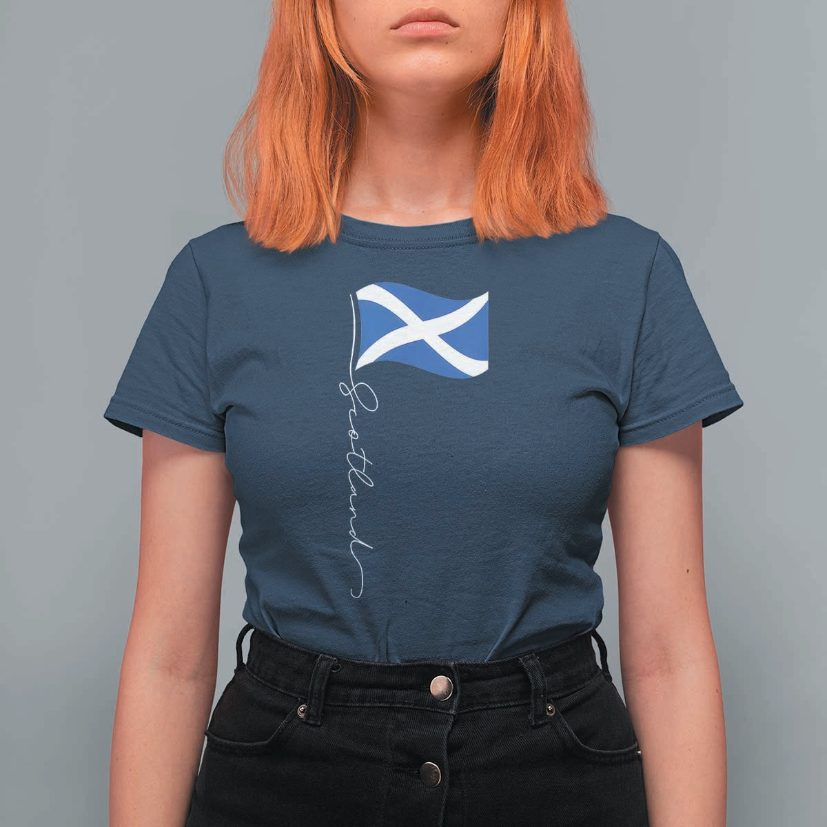 Scotland Saltire Waving Flag T Shirt For Women Minimalist Scottish Heritage Pride