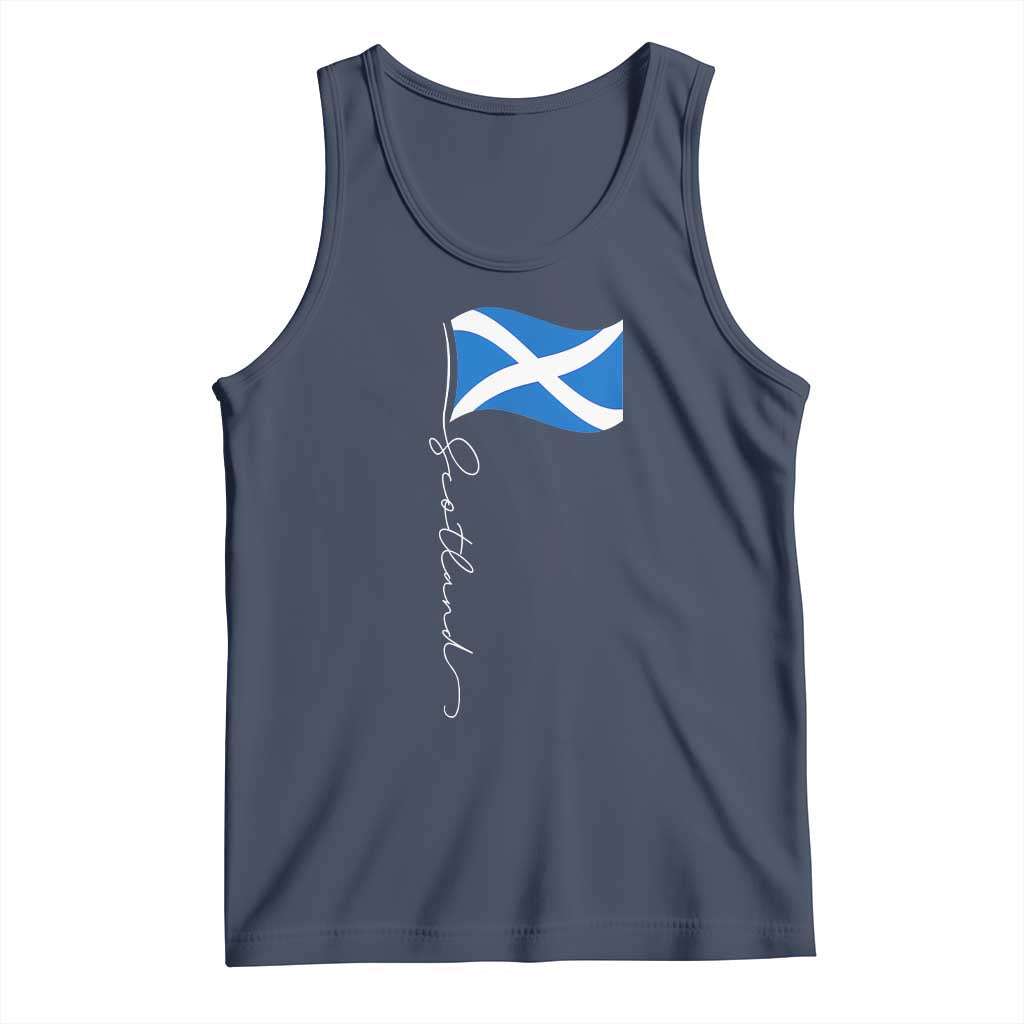 Scotland Saltire Waving Flag Tank Top Minimalist Scottish Heritage Pride