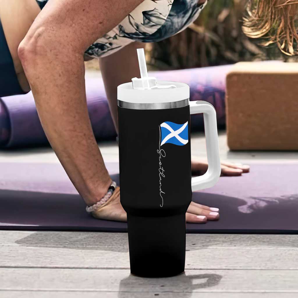 Scotland Saltire Waving Flag Tumbler With Handle Minimalist Scottish Heritage Pride
