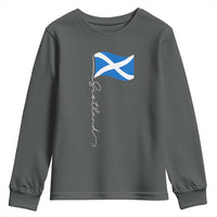 Scotland Saltire Waving Flag Youth Sweatshirt Minimalist Scottish Heritage Pride