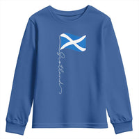Scotland Saltire Waving Flag Youth Sweatshirt Minimalist Scottish Heritage Pride