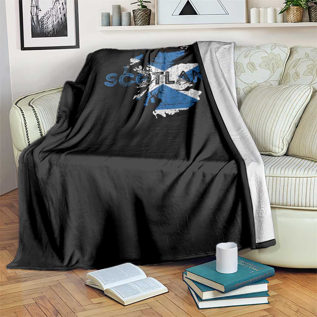 Scotland Map Saltire Flag Scottish Heritage Throw Blanket Vintage Country Pride