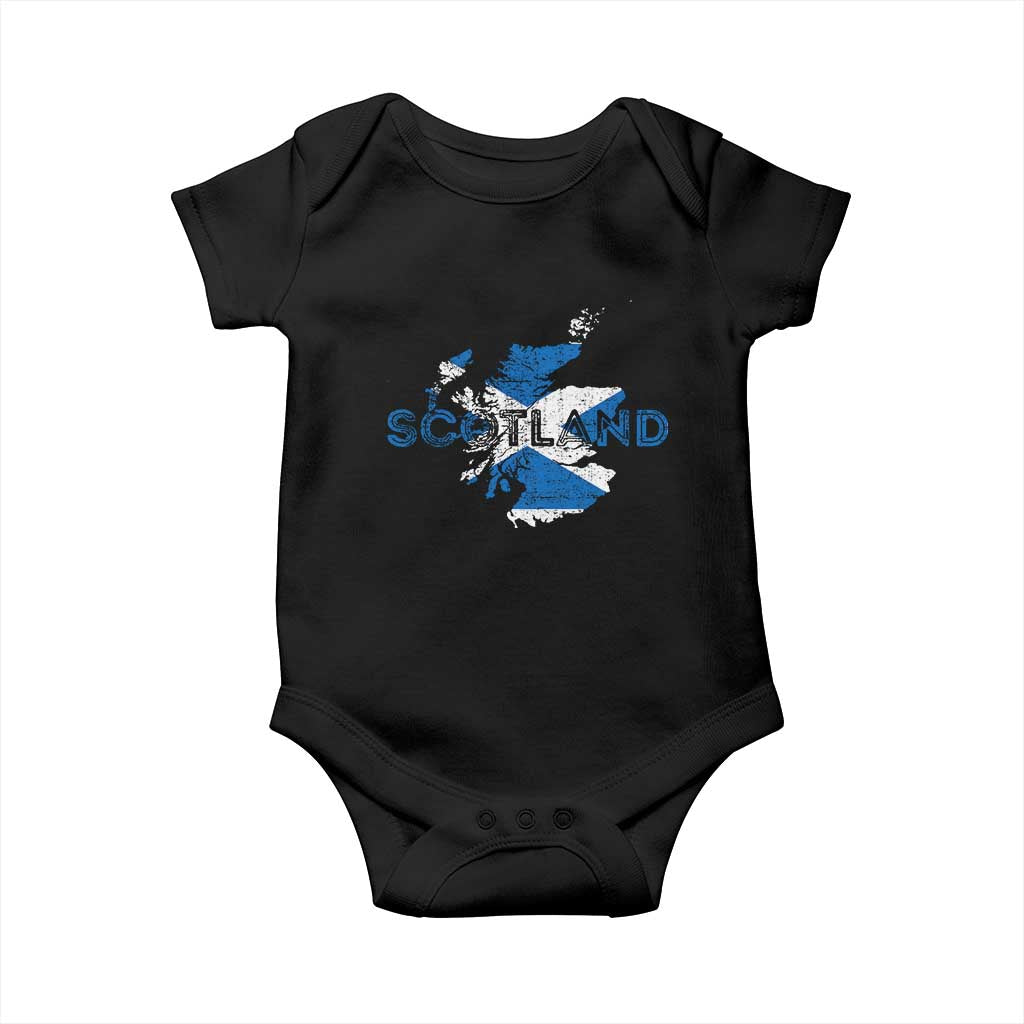 Scotland Map Saltire Flag Scottish Heritage Baby Onesie Vintage Country Pride