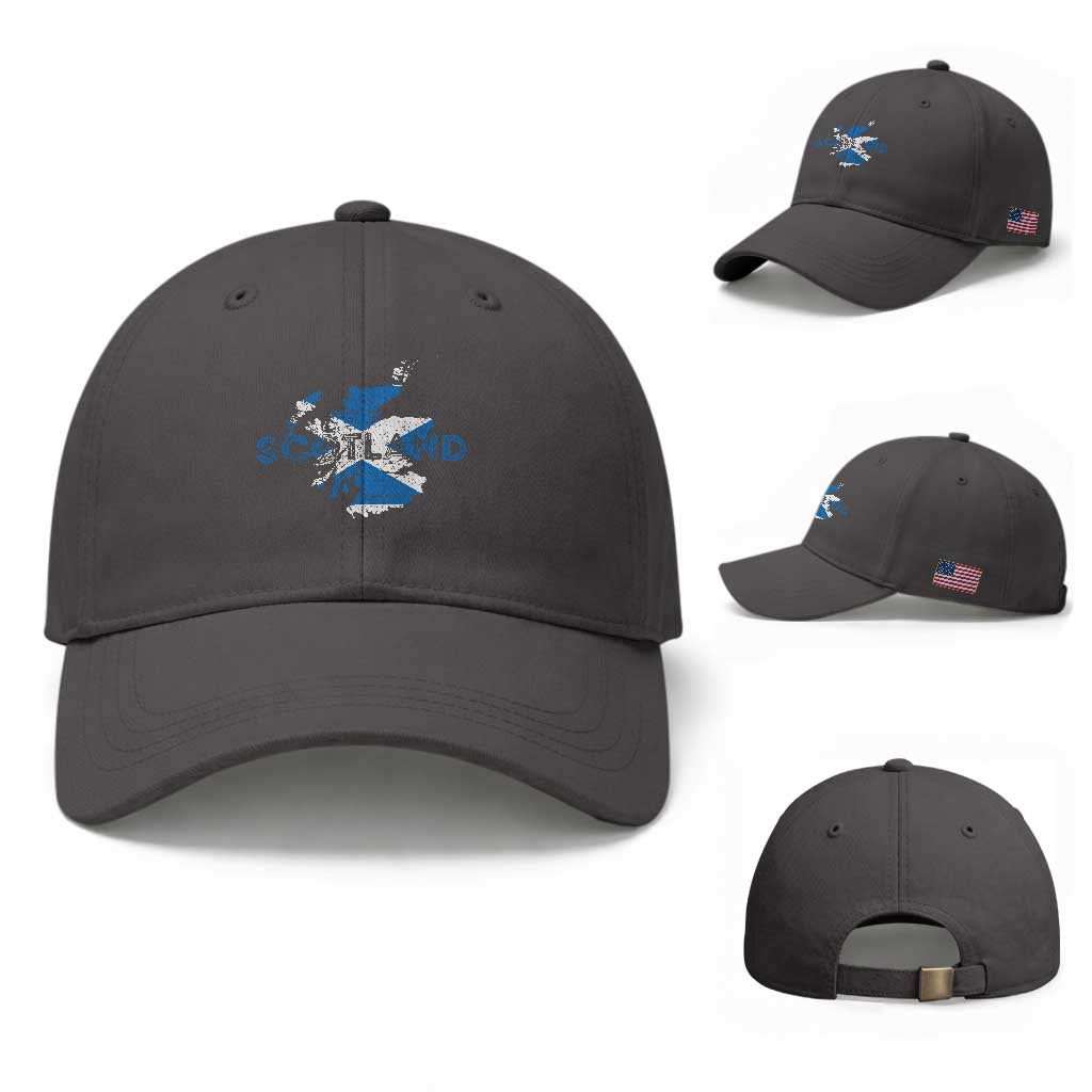 Scotland Map Saltire Flag Scottish Heritage Baseball Cap Vintage Country Pride