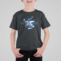 Scotland Map Saltire Flag Scottish Heritage T Shirt For Kid Vintage Country Pride