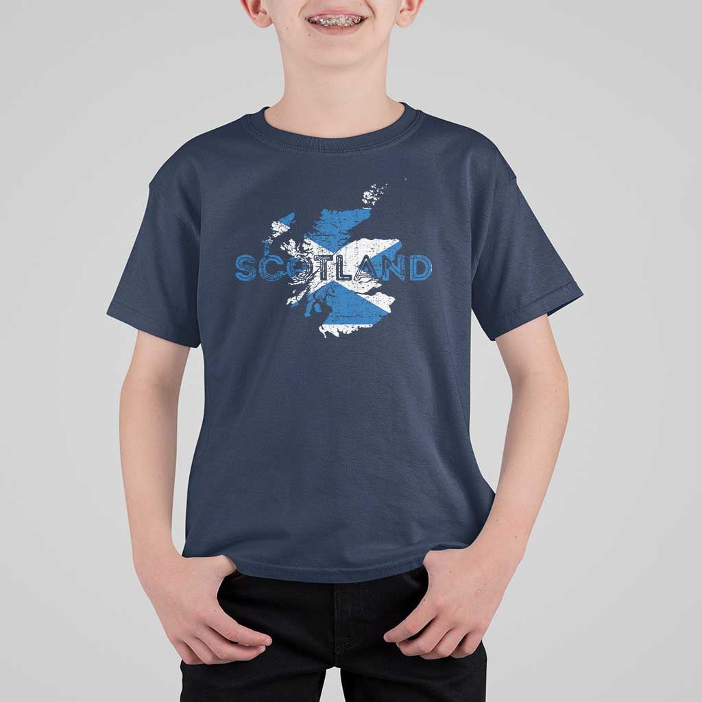 Scotland Map Saltire Flag Scottish Heritage T Shirt For Kid Vintage Country Pride