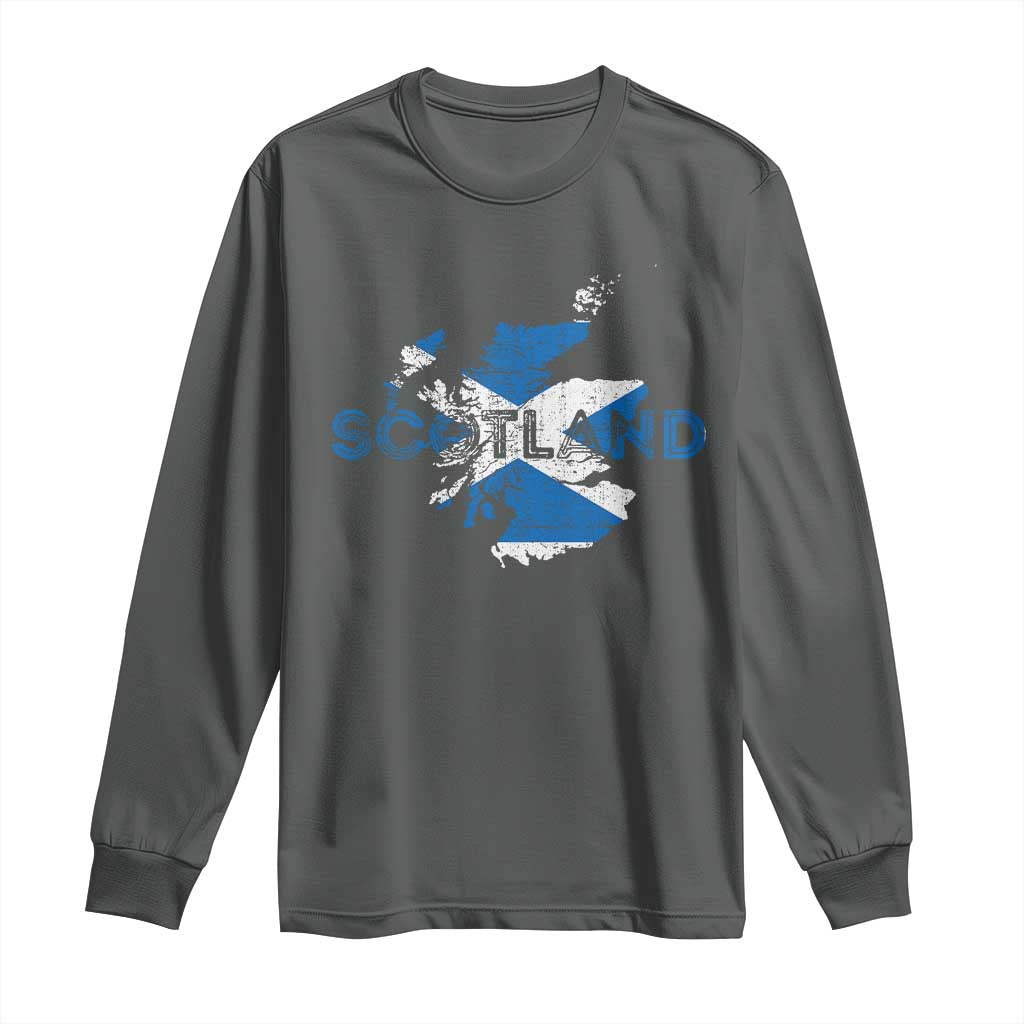 Scotland Map Saltire Flag Scottish Heritage Long Sleeve Shirt Vintage Country Pride