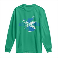 Scotland Map Saltire Flag Scottish Heritage Long Sleeve Shirt Vintage Country Pride