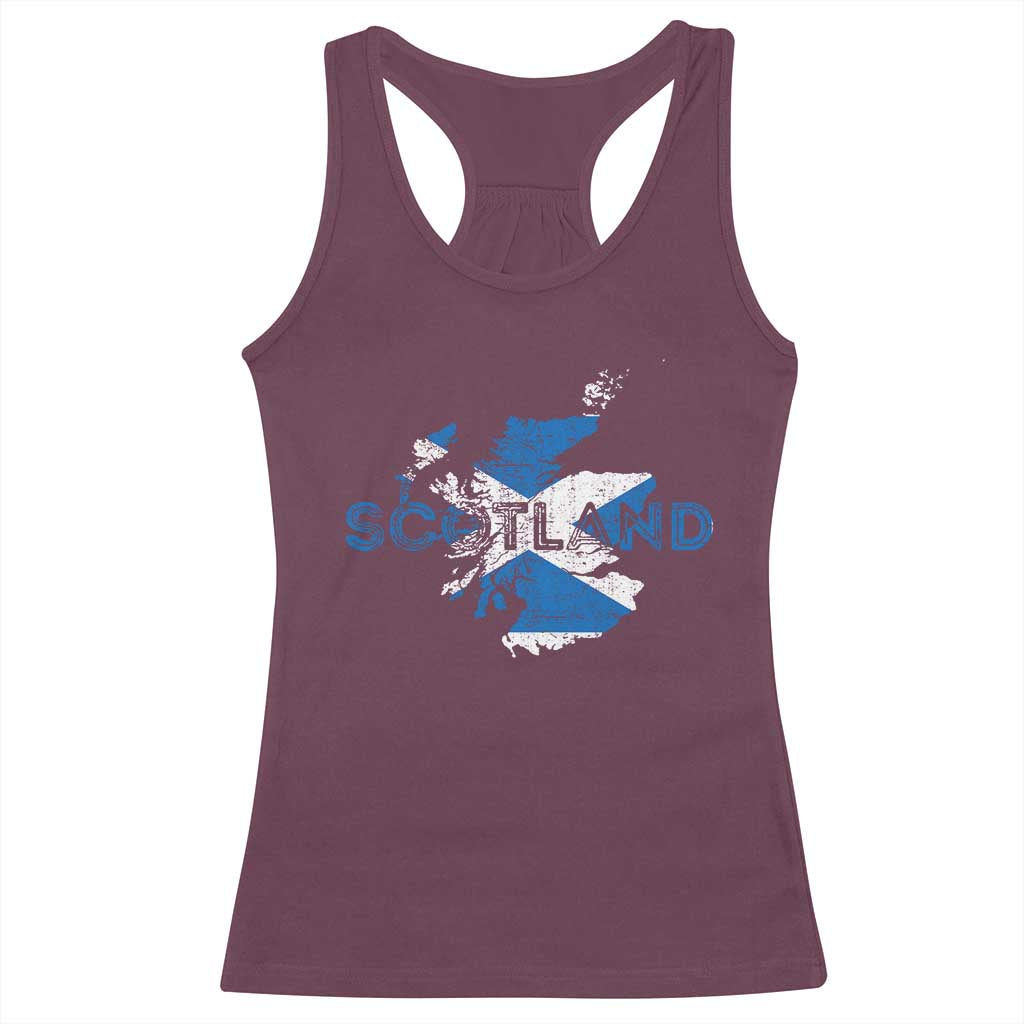 Scotland Map Saltire Flag Scottish Heritage Racerback Tank Top Vintage Country Pride