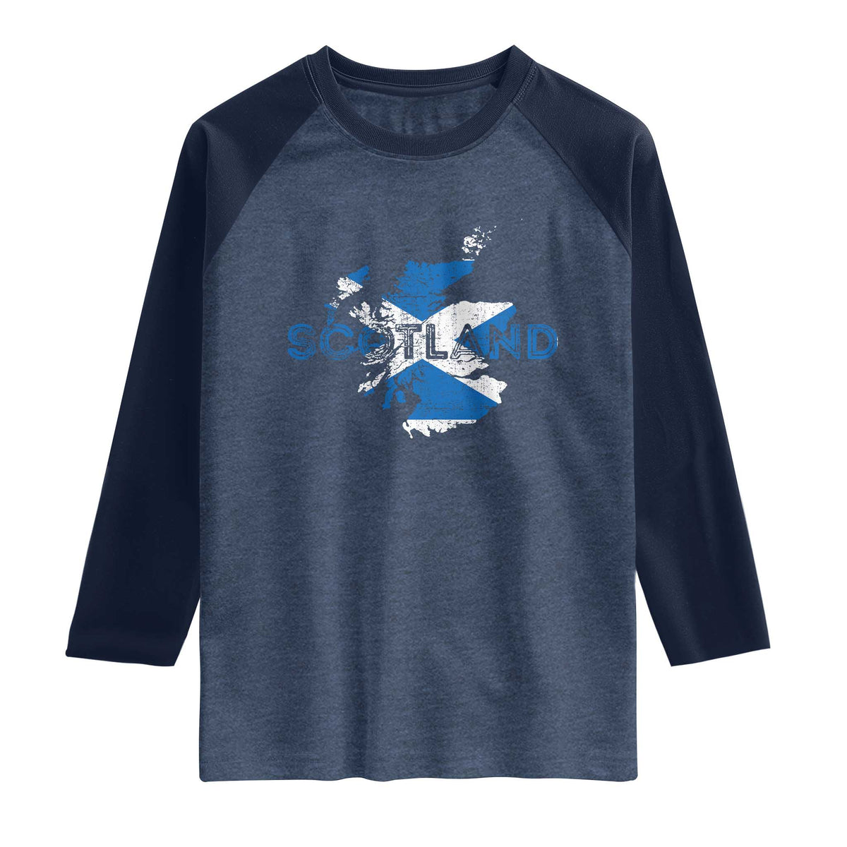 Scotland Map Saltire Flag Scottish Heritage Raglan Shirt Vintage Country Pride