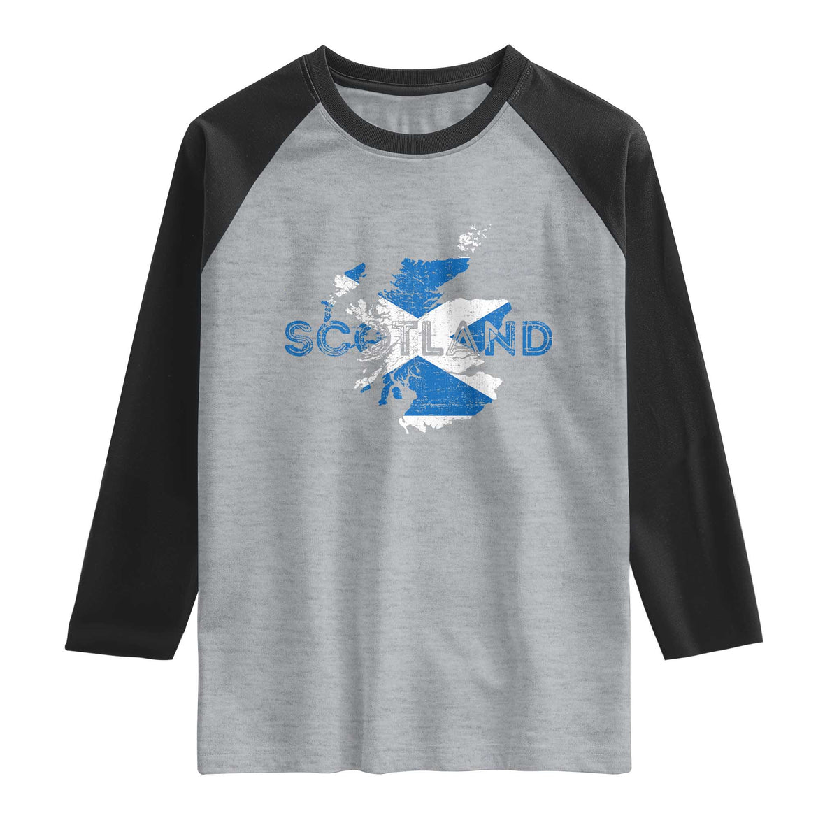 Scotland Map Saltire Flag Scottish Heritage Raglan Shirt Vintage Country Pride