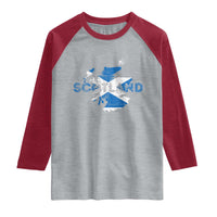 Scotland Map Saltire Flag Scottish Heritage Raglan Shirt Vintage Country Pride