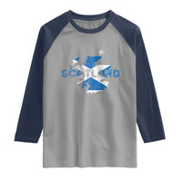Scotland Map Saltire Flag Scottish Heritage Raglan Shirt Vintage Country Pride