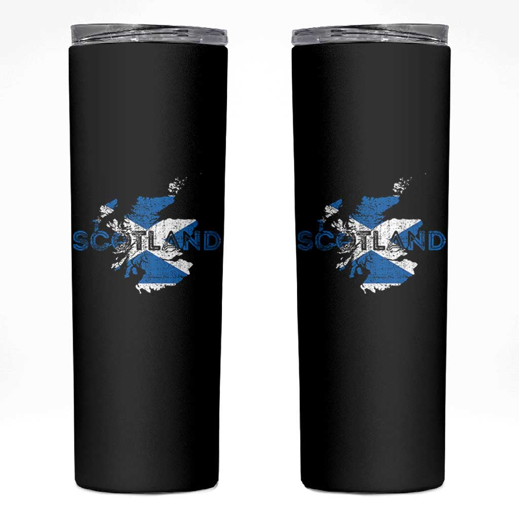 Scotland Map Saltire Flag Scottish Heritage Skinny Tumbler Vintage Country Pride