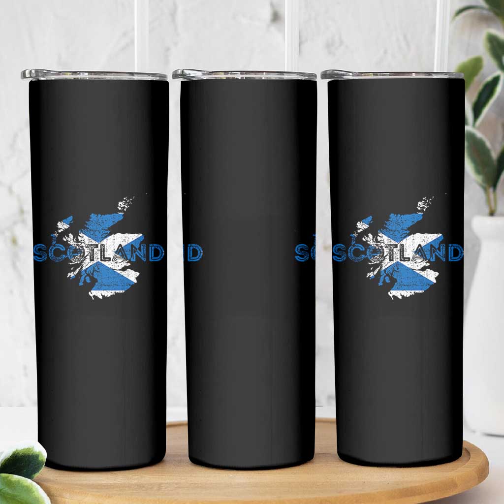 Scotland Map Saltire Flag Scottish Heritage Skinny Tumbler Vintage Country Pride