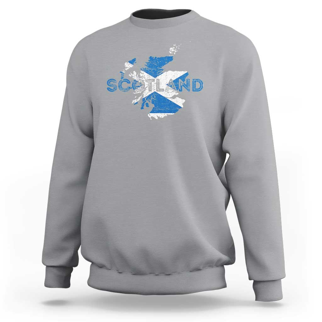 Scotland Map Saltire Flag Scottish Heritage Sweatshirt Vintage Country Pride