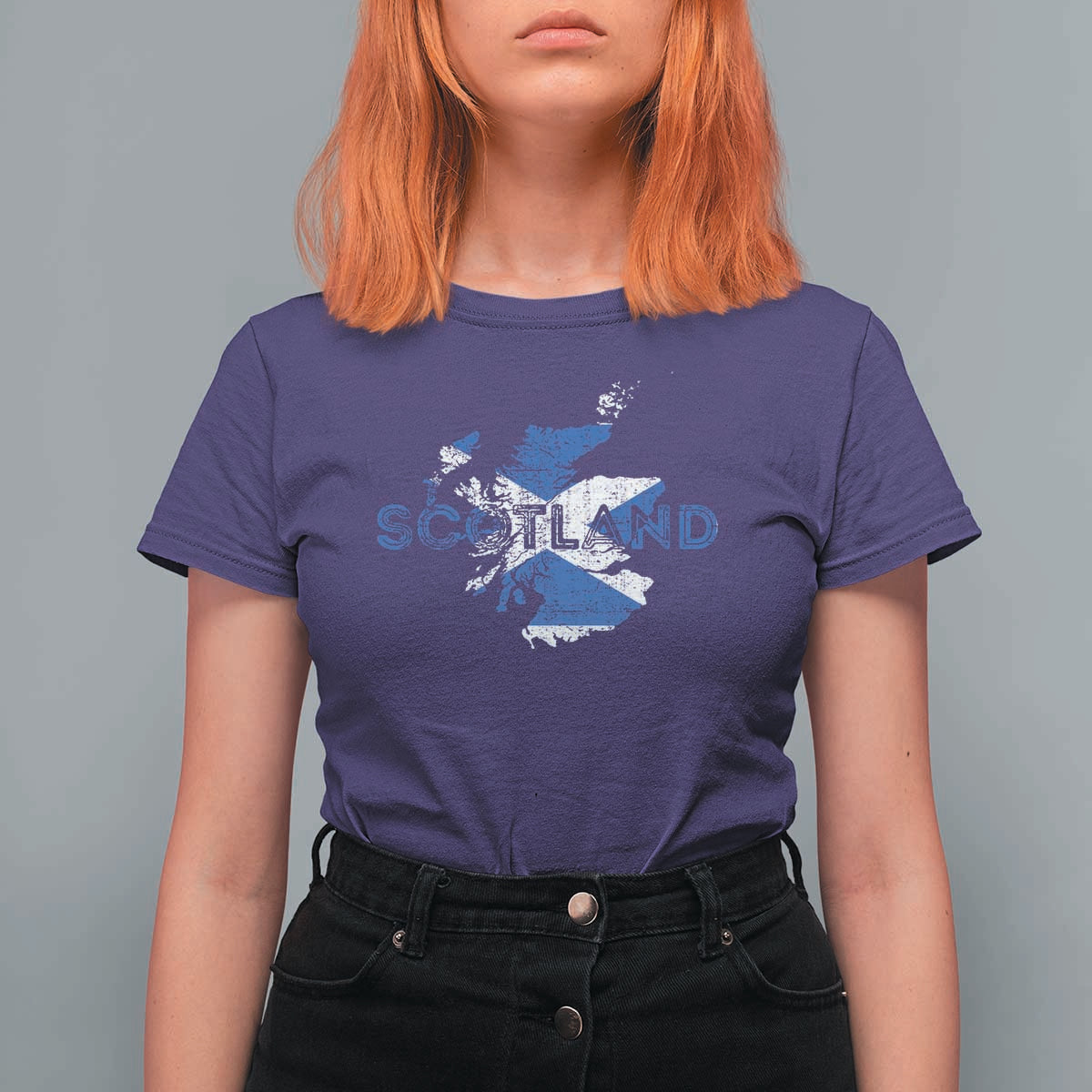 Scotland Map Saltire Flag Scottish Heritage T Shirt For Women Vintage Country Pride