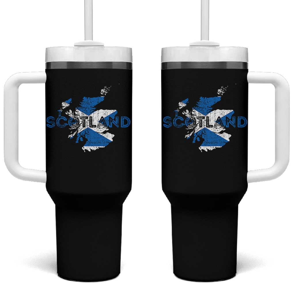 Scotland Map Saltire Flag Scottish Heritage Tumbler With Handle Vintage Country Pride