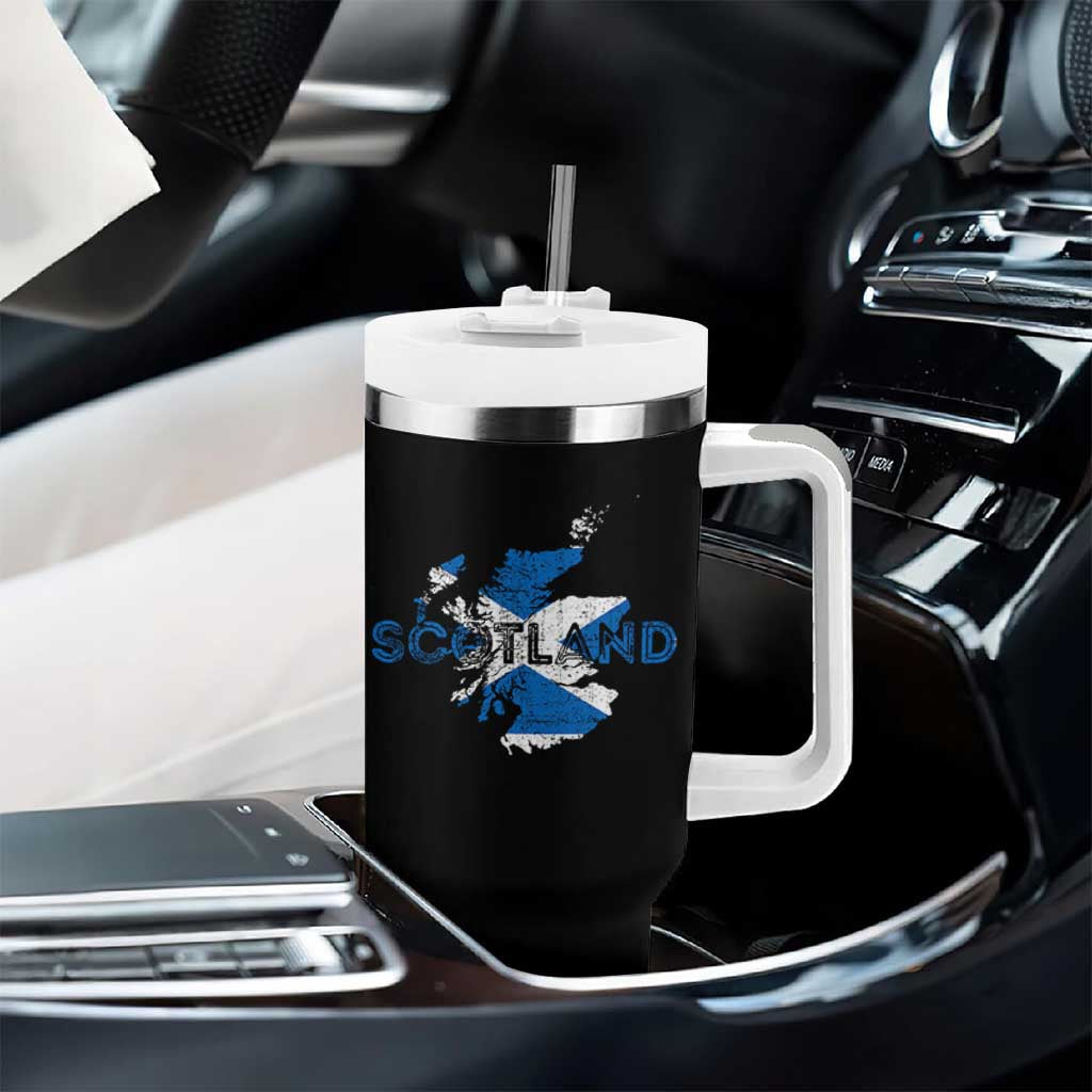 Scotland Map Saltire Flag Scottish Heritage Tumbler With Handle Vintage Country Pride