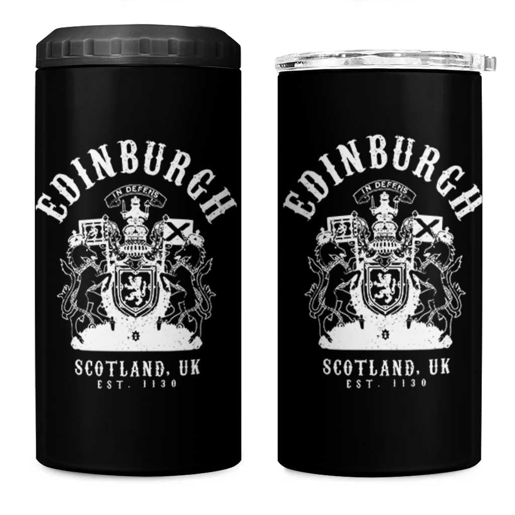Edinburgh Scotland UK Est 1130 4 in 1 Can Cooler Tumbler Royal Coat of Arms In Defens Historic Crest Graphic