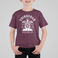 Edinburgh Scotland UK Est 1130 T Shirt For Kid Royal Coat of Arms In Defens Historic Crest Graphic