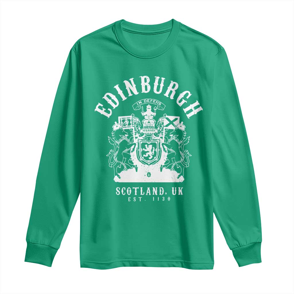 Edinburgh Scotland UK Est 1130 Long Sleeve Shirt Royal Coat of Arms In Defens Historic Crest Graphic