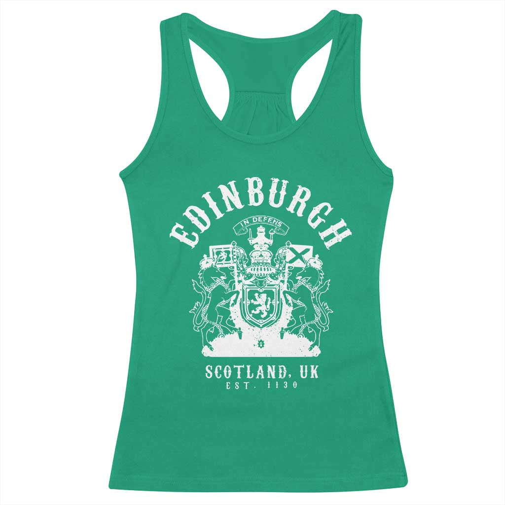 Edinburgh Scotland UK Est 1130 Racerback Tank Top Royal Coat of Arms In Defens Historic Crest Graphic