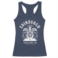 Edinburgh Scotland UK Est 1130 Racerback Tank Top Royal Coat of Arms In Defens Historic Crest Graphic