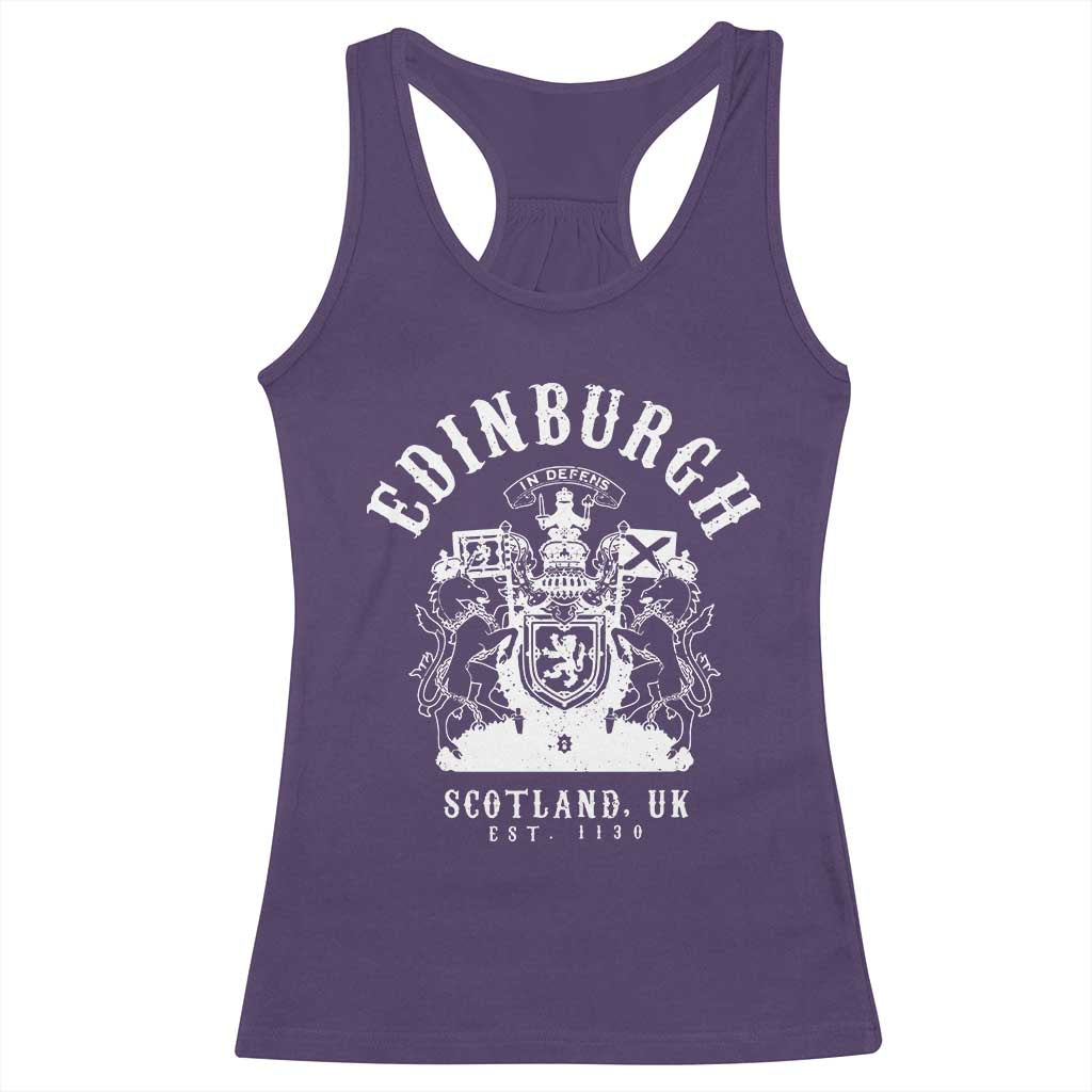 Edinburgh Scotland UK Est 1130 Racerback Tank Top Royal Coat of Arms In Defens Historic Crest Graphic