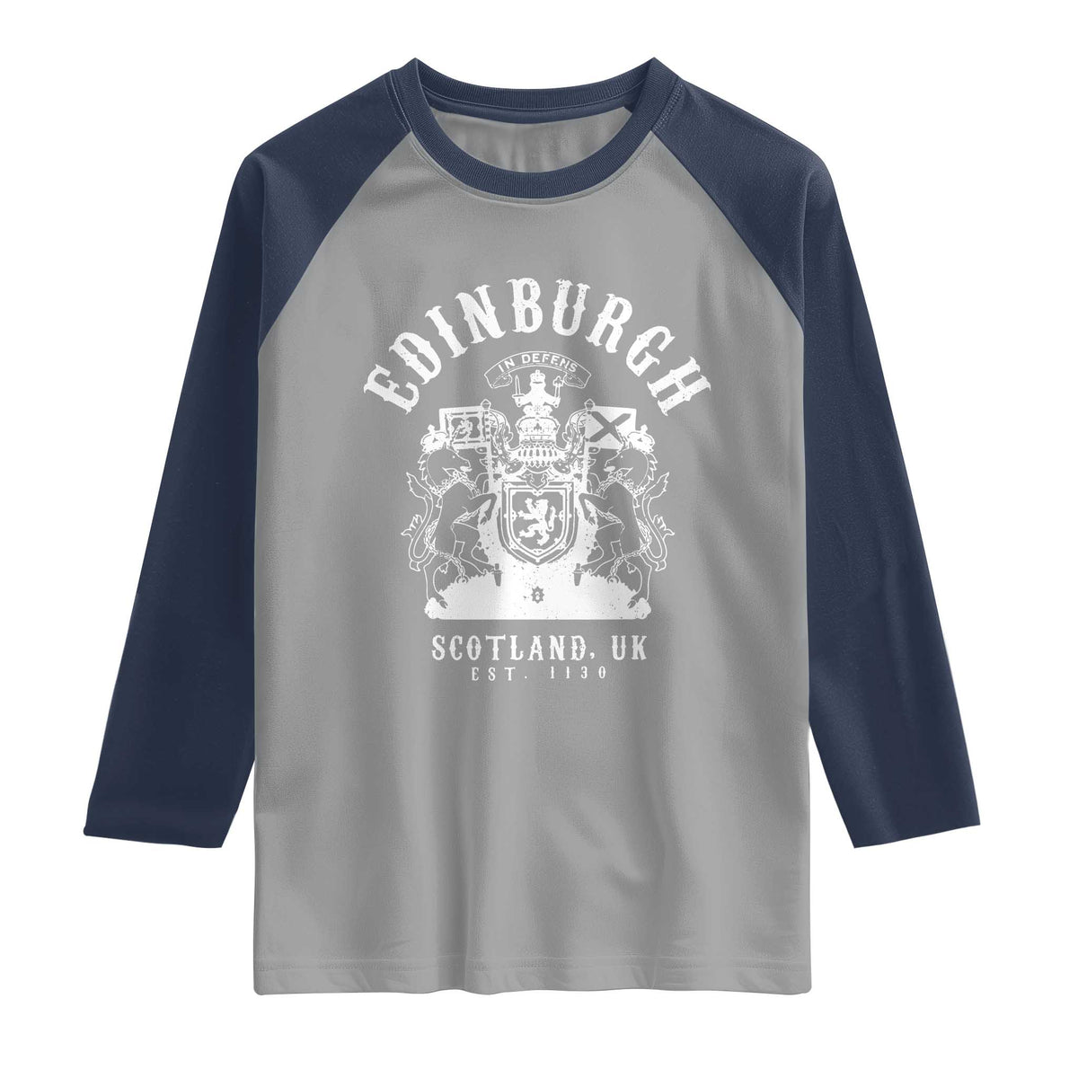 Edinburgh Scotland UK Est 1130 Raglan Shirt Royal Coat of Arms In Defens Historic Crest Graphic