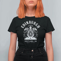 Edinburgh Scotland UK Est 1130 T Shirt For Women Royal Coat of Arms In Defens Historic Crest Graphic