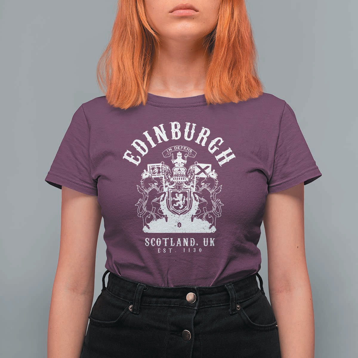Edinburgh Scotland UK Est 1130 T Shirt For Women Royal Coat of Arms In Defens Historic Crest Graphic