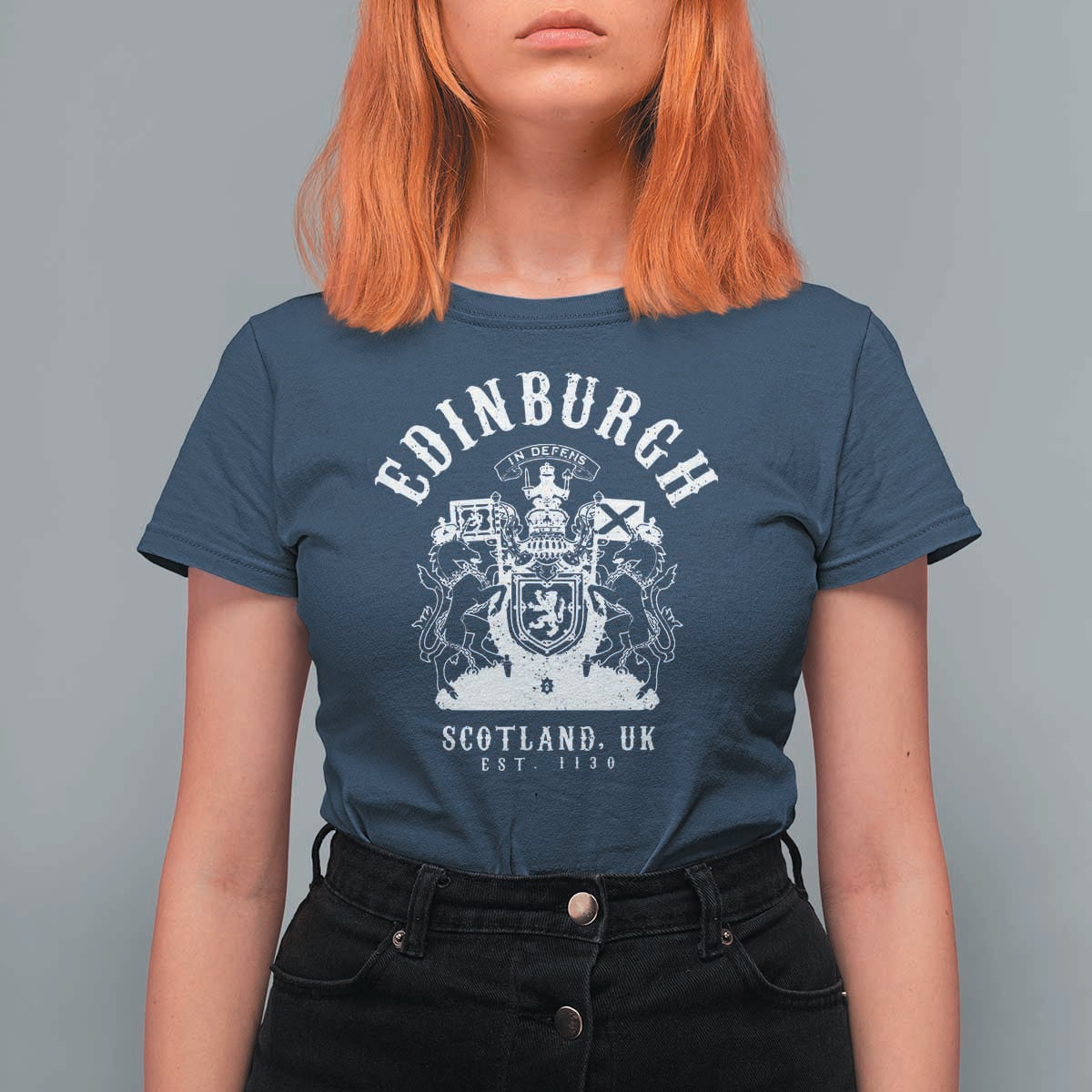 Edinburgh Scotland UK Est 1130 T Shirt For Women Royal Coat of Arms In Defens Historic Crest Graphic