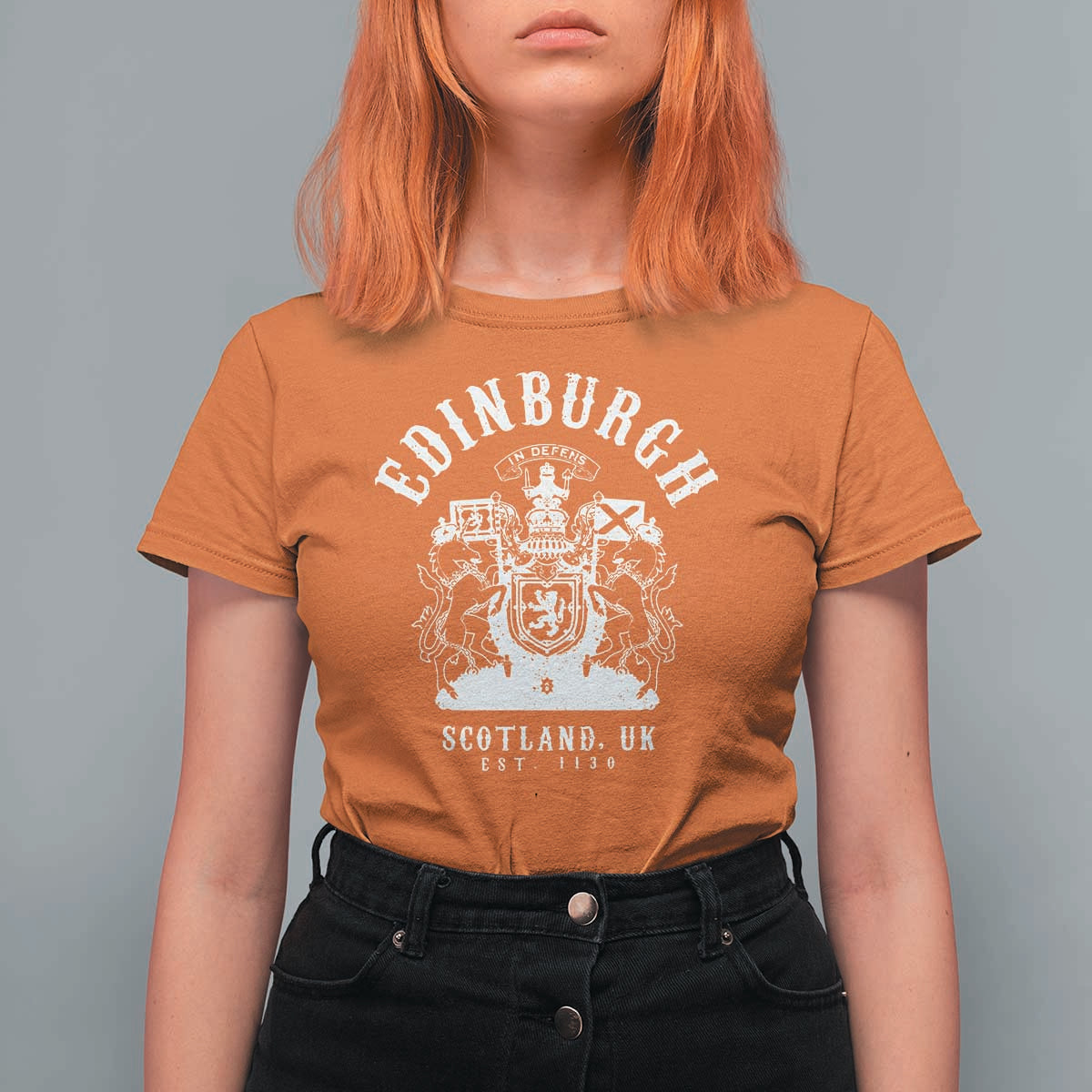 Edinburgh Scotland UK Est 1130 T Shirt For Women Royal Coat of Arms In Defens Historic Crest Graphic