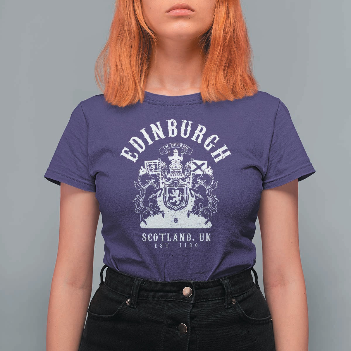 Edinburgh Scotland UK Est 1130 T Shirt For Women Royal Coat of Arms In Defens Historic Crest Graphic