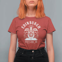 Edinburgh Scotland UK Est 1130 T Shirt For Women Royal Coat of Arms In Defens Historic Crest Graphic