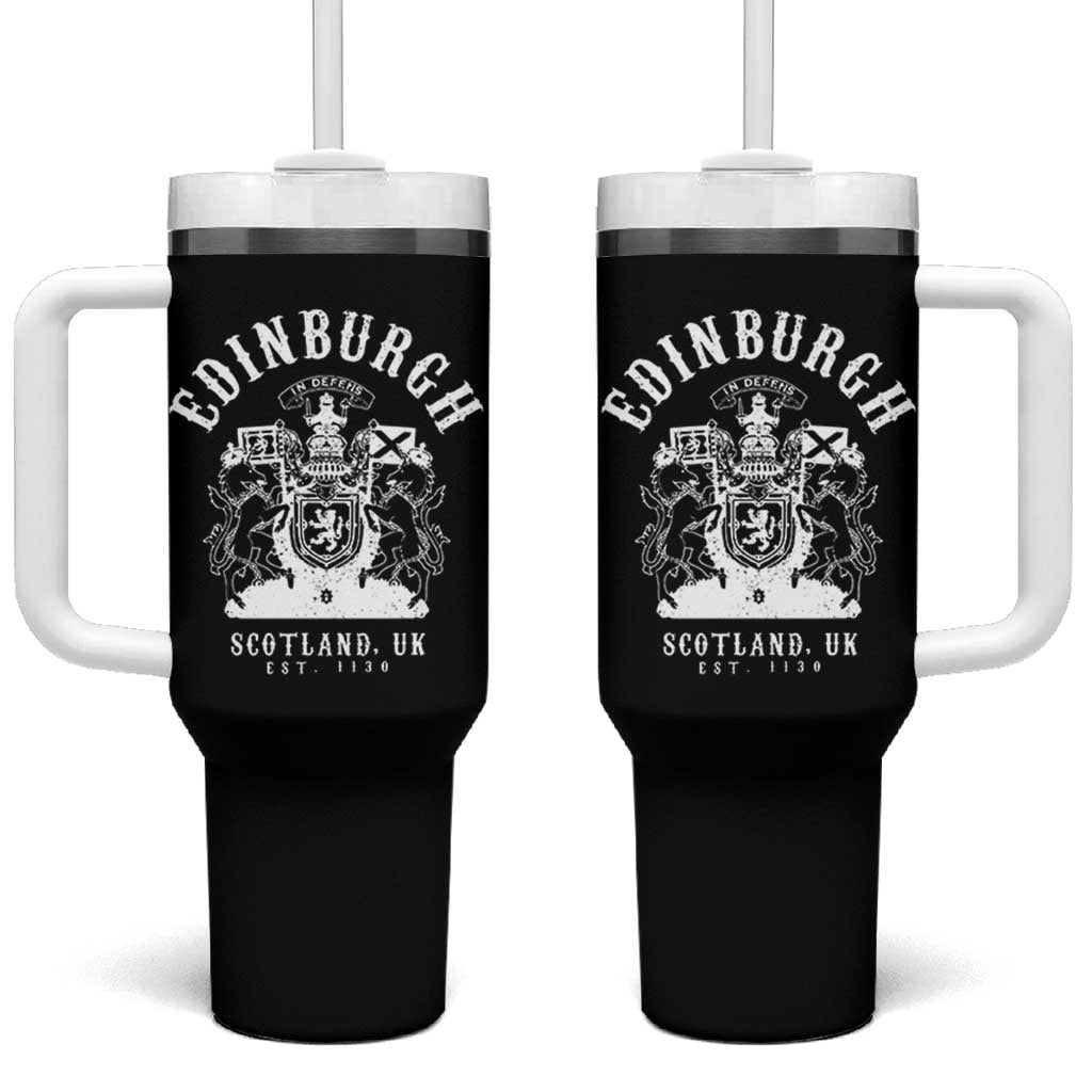 Edinburgh Scotland UK Est 1130 Tumbler With Handle Royal Coat of Arms In Defens Historic Crest Graphic