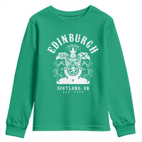 Edinburgh Scotland UK Est 1130 Youth Sweatshirt Royal Coat of Arms In Defens Historic Crest Graphic