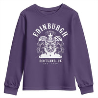 Edinburgh Scotland UK Est 1130 Youth Sweatshirt Royal Coat of Arms In Defens Historic Crest Graphic