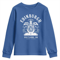 Edinburgh Scotland UK Est 1130 Youth Sweatshirt Royal Coat of Arms In Defens Historic Crest Graphic