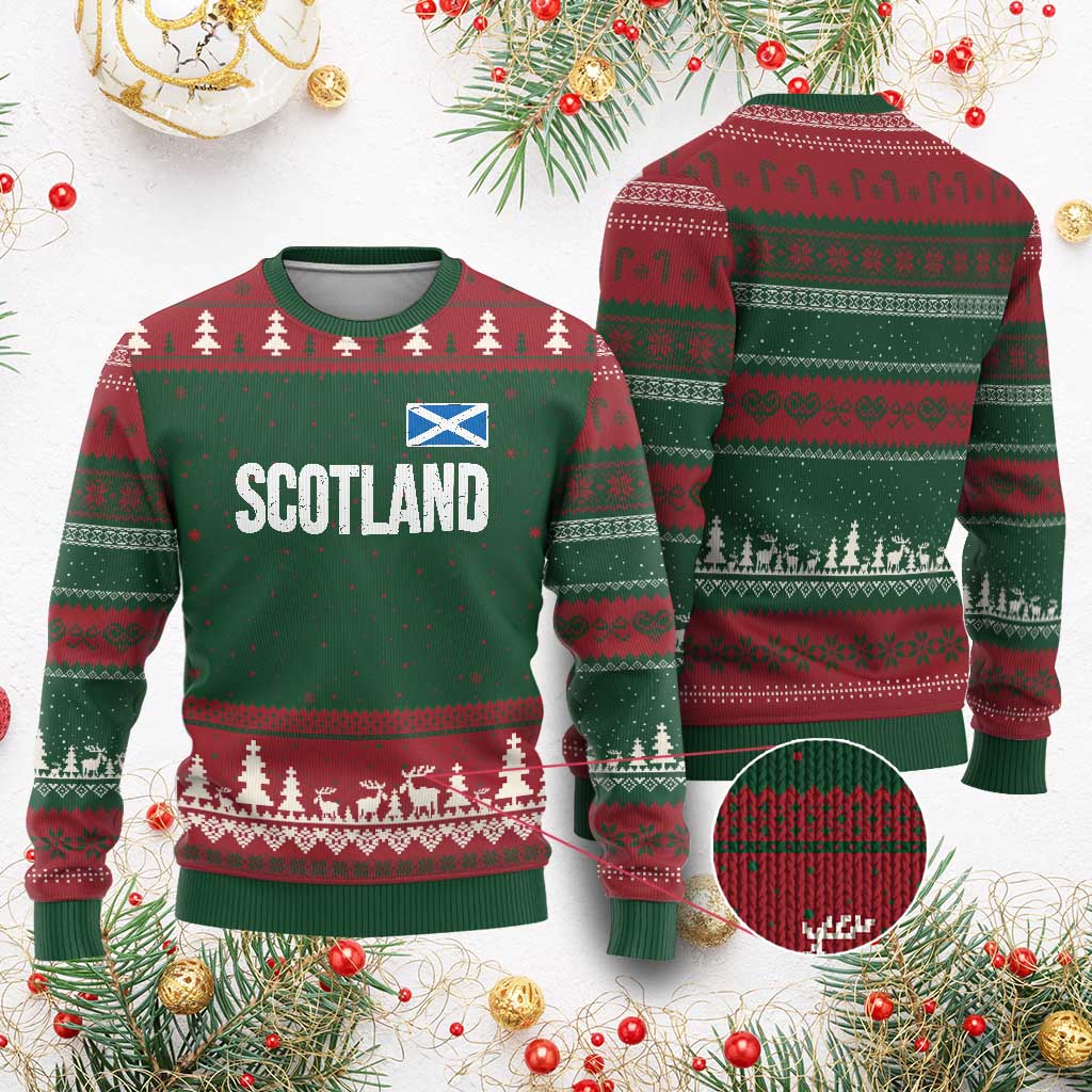 Scotland Saltire Flag Minimalist Athletic College Style Ugly Christmas Sweater