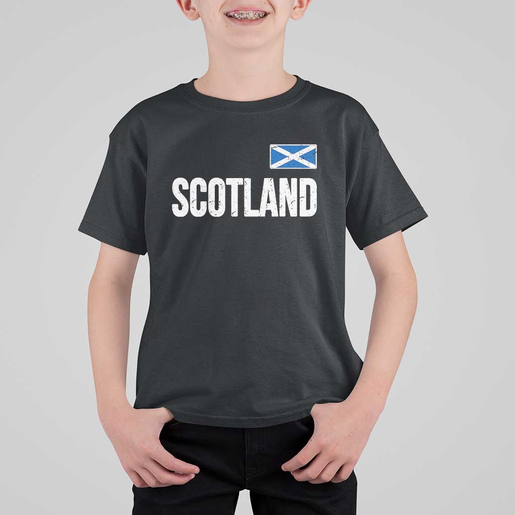Scotland Saltire Flag Minimalist Athletic College Style T Shirt For Kid