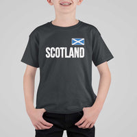 Scotland Saltire Flag Minimalist Athletic College Style T Shirt For Kid