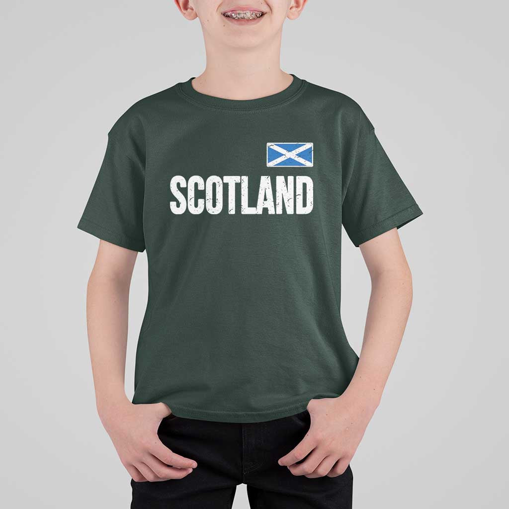 Scotland Saltire Flag Minimalist Athletic College Style T Shirt For Kid
