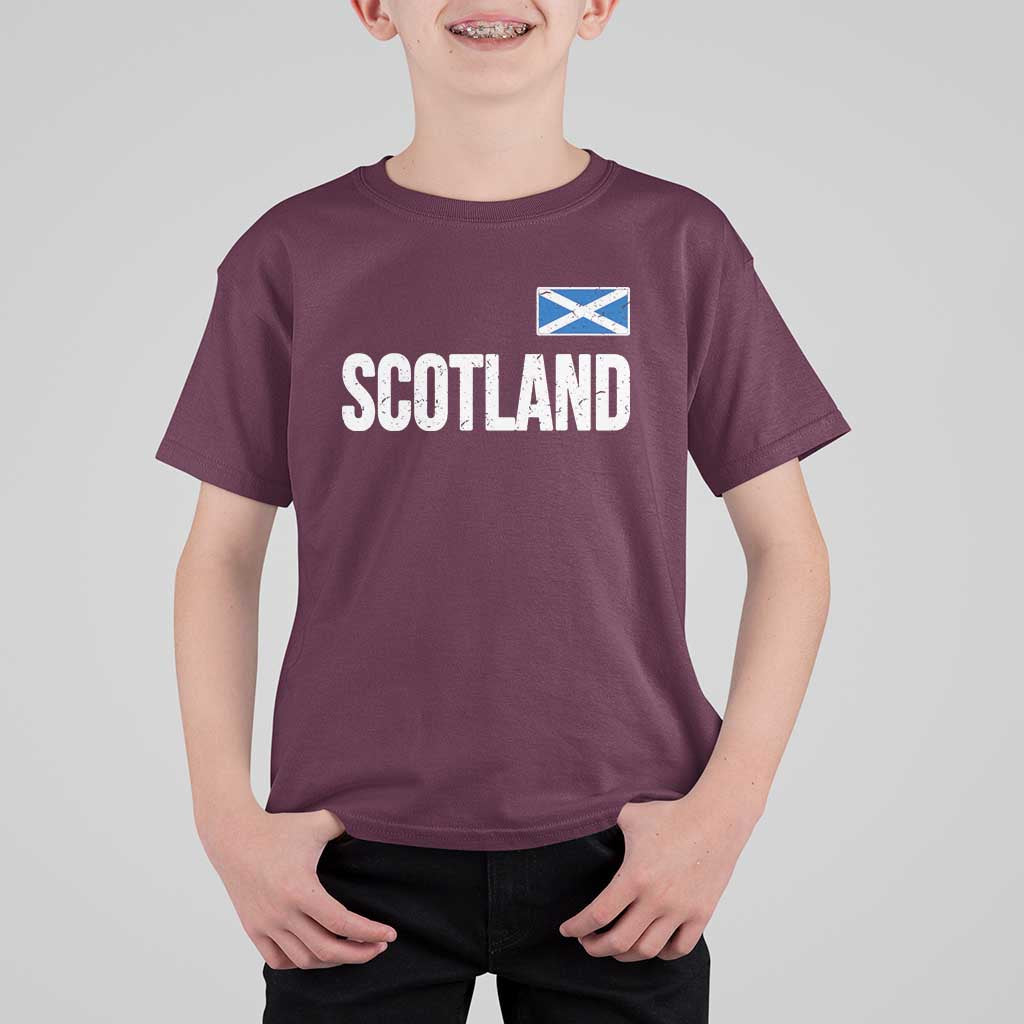 Scotland Saltire Flag Minimalist Athletic College Style T Shirt For Kid