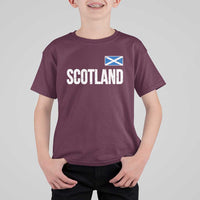 Scotland Saltire Flag Minimalist Athletic College Style T Shirt For Kid