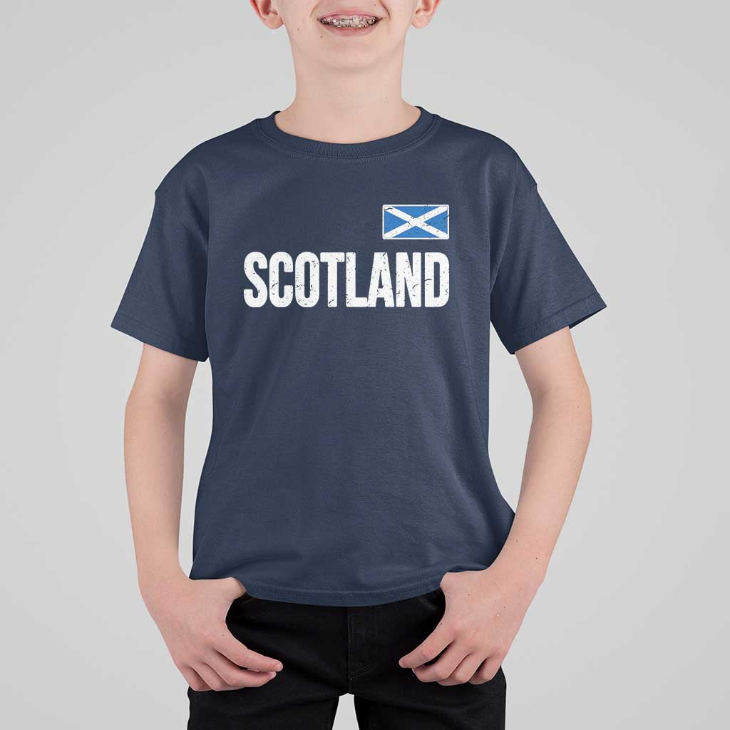 Scotland Saltire Flag Minimalist Athletic College Style T Shirt For Kid